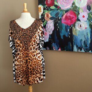 La Moda Beachwear Animal Print Tunic Cover-Up Size S/M